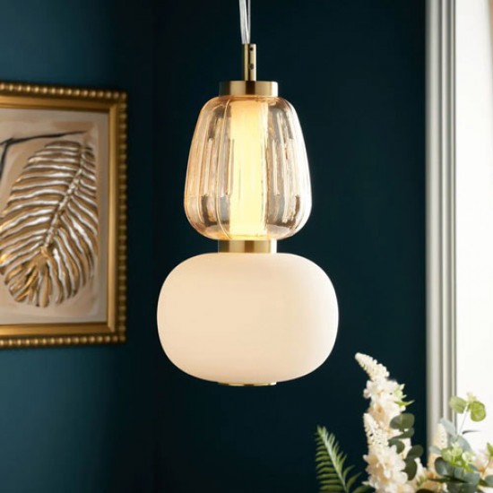 Edvin Glass Pendant Satin Brass