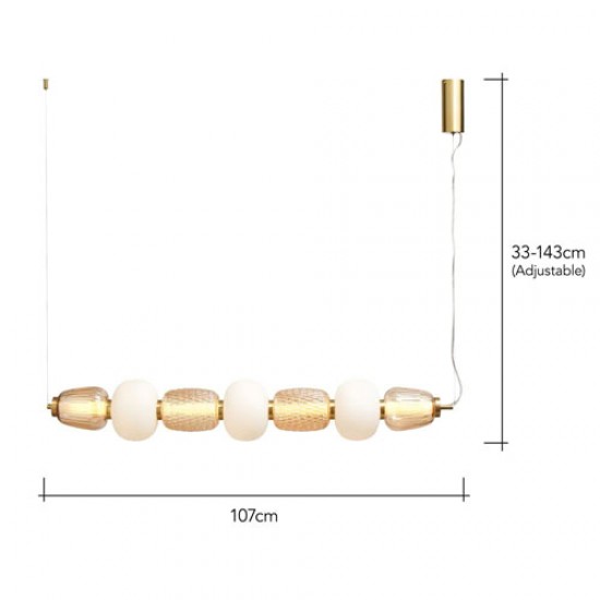 Edvin 7 Light Diner Pendant Satin Brass